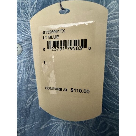 NEW Tommy Bahama Shirt Sz Large- Blue Blanca Vines Embroidered Floral All Cotton - Picture 7 of 10